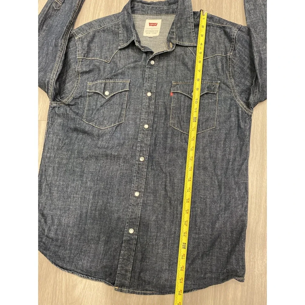 Levis Shirt Men's Large Blue Denim Pearl Snap Regular Fit Long Sleeve Jean L